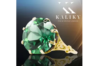 Smarald Aur galben 14K Inel Stil Vintage vrc073y